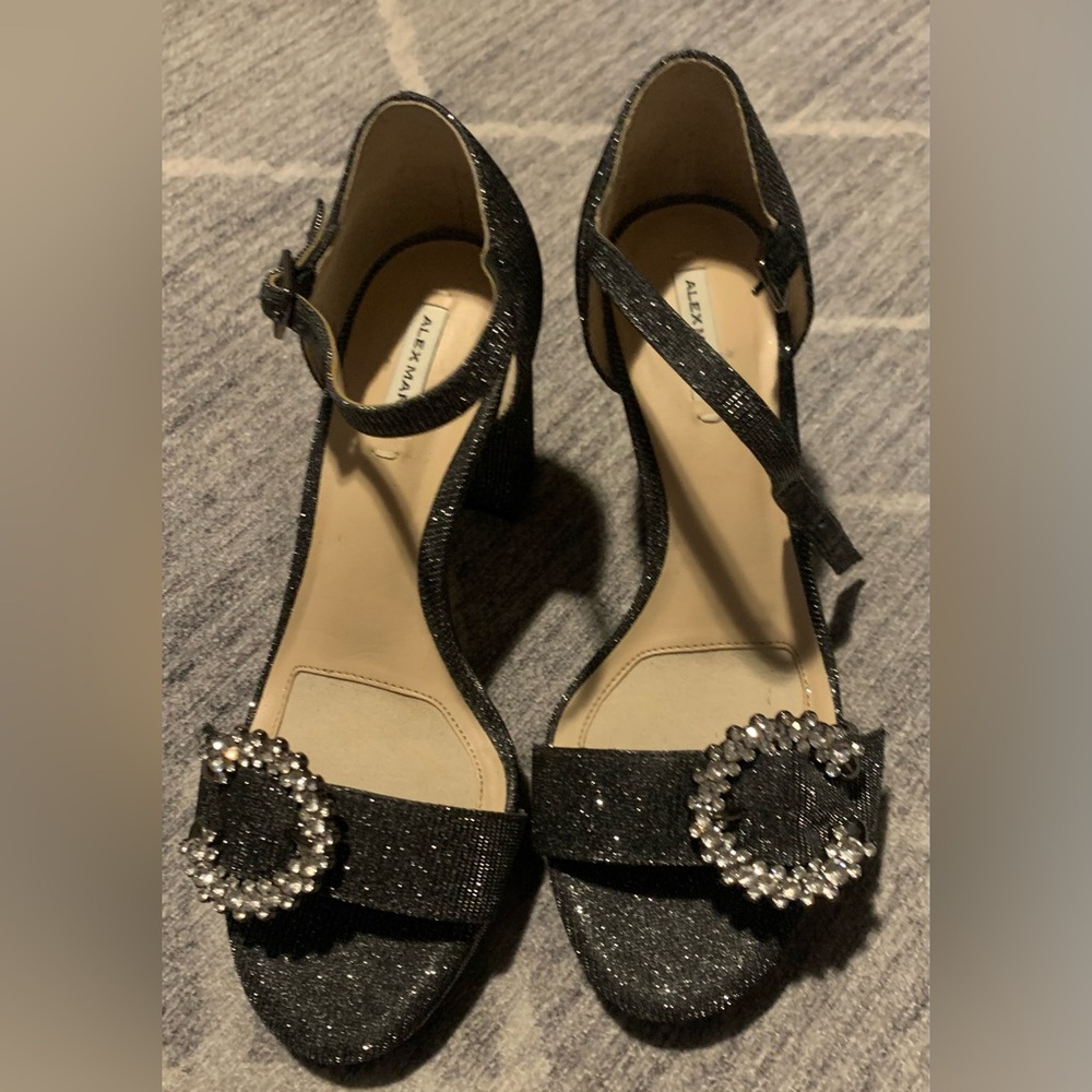 Sparkly Black Chunky Heels